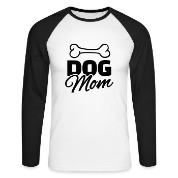 Dog Mom - T-shirt baseball manches longues Homme - blanc/noir - Devant - Nik (191cm)