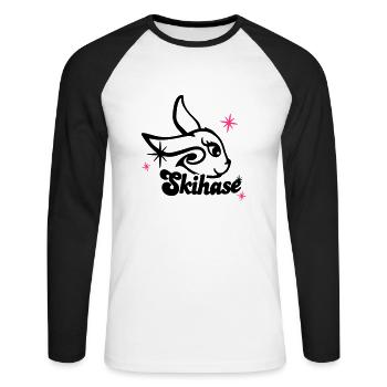 skihase_candi_2c - Unisex Baseballshirt langarm - Weiß/Schwarz - Vorne - Nik (191cm)
