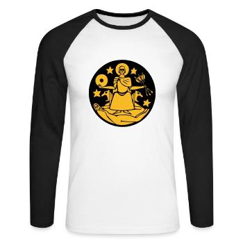 symbole drapeau norvègien ville d'Oslo Norvège - T-shirt baseball manches longues Homme - blanc/noir - Devant - Nik (191cm)