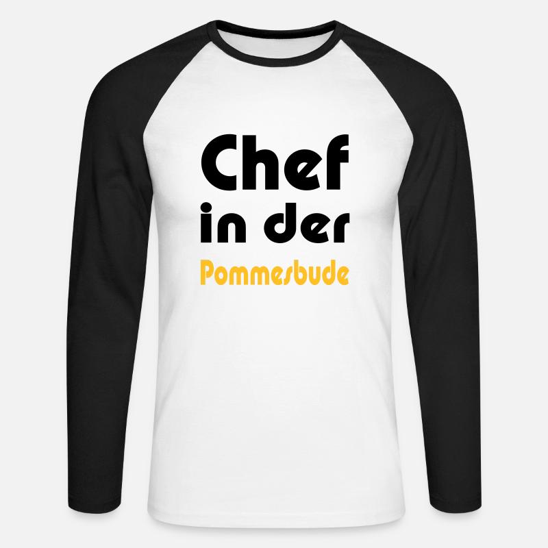 Chef in der Pommesbude - Unisex Baseballshirt langarm - Weiß/Schwarz