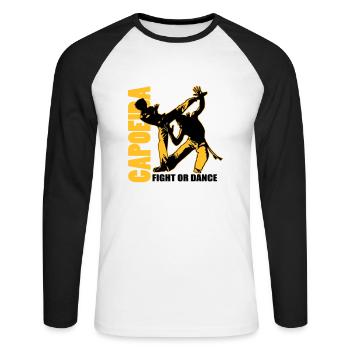 capoiera fight or dance - T-shirt baseball manches longues Homme - blanc/noir - Devant - Nik (191cm)