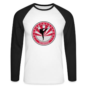 Taekwondo / Taekwondoin / Tae kwon do / Fight - T-shirt baseball manches longues Homme - blanc/noir - Devant - Nik (191cm)