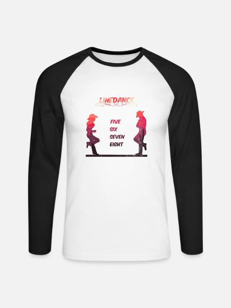 Line Dance Death Valley - Unisex Baseballshirt langarm - Weiß/Schwarz