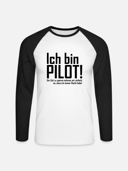 ich bin pilot - Unisex Baseballshirt langarm - Weiß/Schwarz