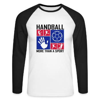 Handball Mosaik Block 2 - Unisex Baseballshirt langarm - Weiß/Schwarz - Vorne - Nik (191cm)