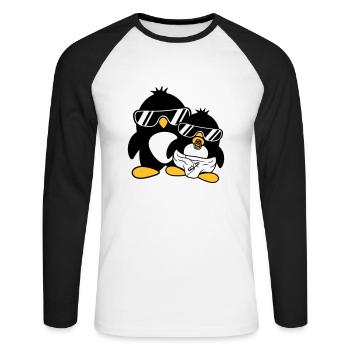 penguin father son daughter baby child pacifier win - Unisex Long Sleeve Baseball T-Shirt - white/black - Front - Nik (191cm)
