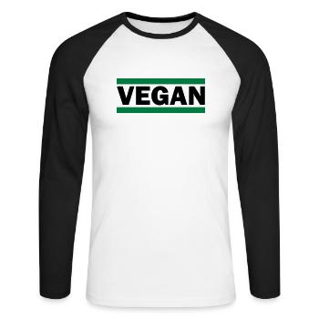 Vegan - T-shirt baseball manches longues Homme - blanc/noir - Devant - Nik (191cm)