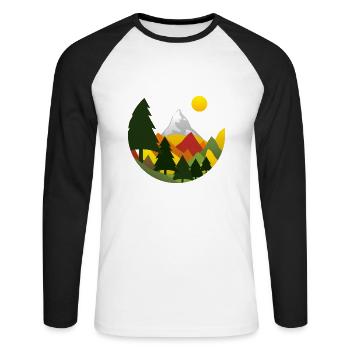 Mountains Mountains Autumn - Unisex Long Sleeve Baseball T-Shirt - white/black - Front - Nik (191cm)