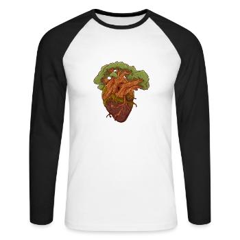 Biologie Coeur Anatomique Arbre Plante Vie Forestière - T-shirt baseball manches longues Homme - blanc/noir - Devant - Nik (191cm)