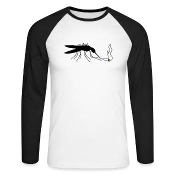 moustiques fumer drogue weed hanf joint cann - T-shirt baseball manches longues Homme - blanc/noir - Devant - Nik (191cm)