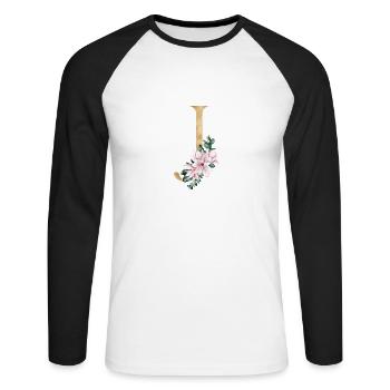 Alphabet J - Unisex Long Sleeve Baseball T-Shirt - white/black - Front - Nik (191cm)