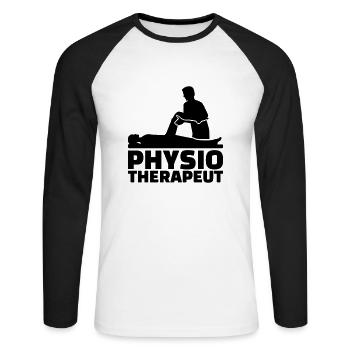 Physiotherapeut - Unisex Baseballshirt langarm - Weiß/Schwarz - Vorne - Nik (191cm)