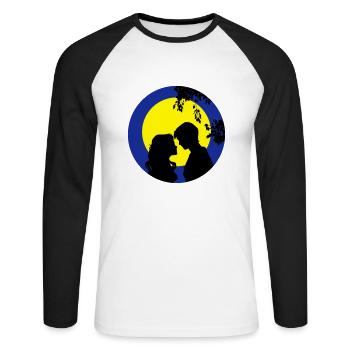 vollmond liebespaar - Unisex Baseballshirt langarm - Weiß/Schwarz - Vorne - Nik (191cm)