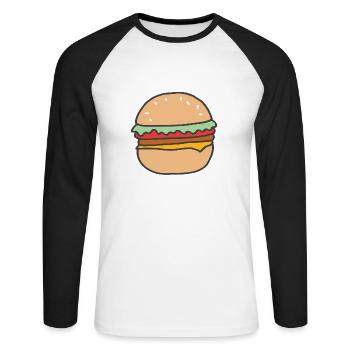 BURGER - T-shirt baseball manches longues Homme - blanc/noir - Devant - Nik (191cm)