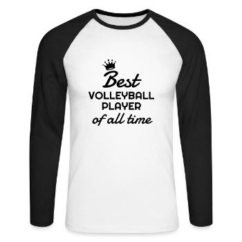 Volleyball - Volley Ball - Volley-Ball - Sport - Unisex Long Sleeve Baseball T-Shirt - white/black - Front - Nik (191cm)