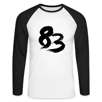 83 design zahl - z14 - Unisex Baseballshirt langarm - Weiß/Schwarz - Vorne - Nik (191cm)