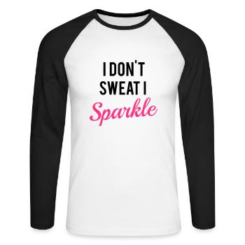 I don't sweat I sparkle - Unisex Baseballshirt langarm - Weiß/Schwarz - Vorne - Nik (191cm)