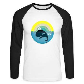 Wal - Unisex Baseballshirt langarm - Weiß/Schwarz - Vorne - Nik (191cm)