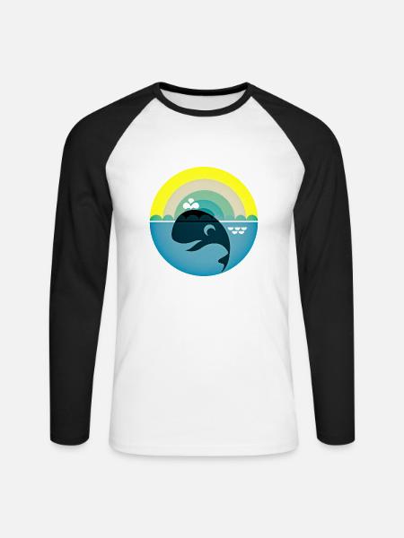 Whale - Unisex Long Sleeve Baseball T-Shirt - white/black