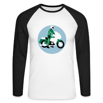 motorradpolizist_09_2016_3c02 - Unisex Baseballshirt langarm - Weiß/Schwarz - Vorne - Nik (191cm)