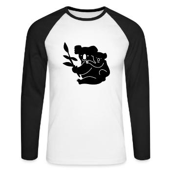 koala - Unisex Baseballshirt langarm - Weiß/Schwarz - Vorne - Nik (191cm)