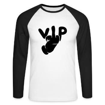 Design insult hand sign medium finger jerk fuck yo - Unisex Long Sleeve Baseball T-Shirt - white/black - Front - Nik (191cm)