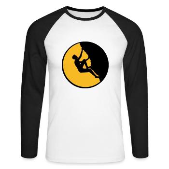 nacht mond rund kreis steilwand freeclimber gipfel - Unisex Baseballshirt langarm - Weiß/Schwarz - Vorne - Nik (191cm)