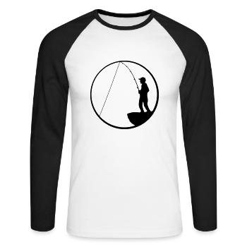hobby fischer klippe meer hang rund mond nacht ang - Unisex Baseballshirt langarm - Weiß/Schwarz - Vorne - Nik (191cm)