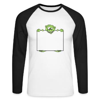 shield monster hold text box write blank fl - Unisex Long Sleeve Baseball T-Shirt - white/black - Front - Nik (191cm)