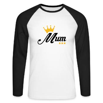 Muttertag / Mama / Mutter / Mutti / Mother's day - Unisex Baseballshirt langarm - Weiß/Schwarz - Vorne - Nik (191cm)