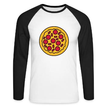 pizza ronde gros dessin animé bande dessinée clipa - T-shirt baseball manches longues Homme - blanc/noir - Devant - Nik (191cm)