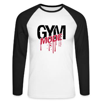 gym drop graffiti blood spray beast fashion cool d - Unisex Long Sleeve Baseball T-Shirt - white/black - Front - Nik (191cm)