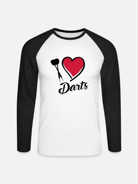 darts i love - Unisex Baseballshirt langarm - Weiß/Schwarz
