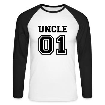 Oncle - T-shirt baseball manches longues Homme - blanc/noir - Devant - Nik (191cm)