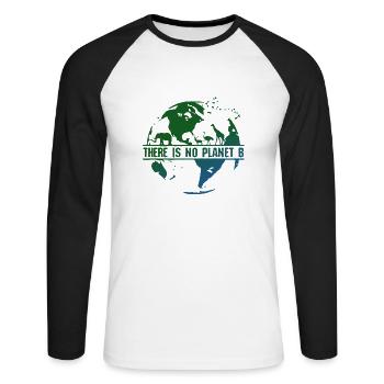 There is no Planet B earth men organic t shirt - Unisex Long Sleeve Baseball T-Shirt - white/black - Front - Nik (191cm)