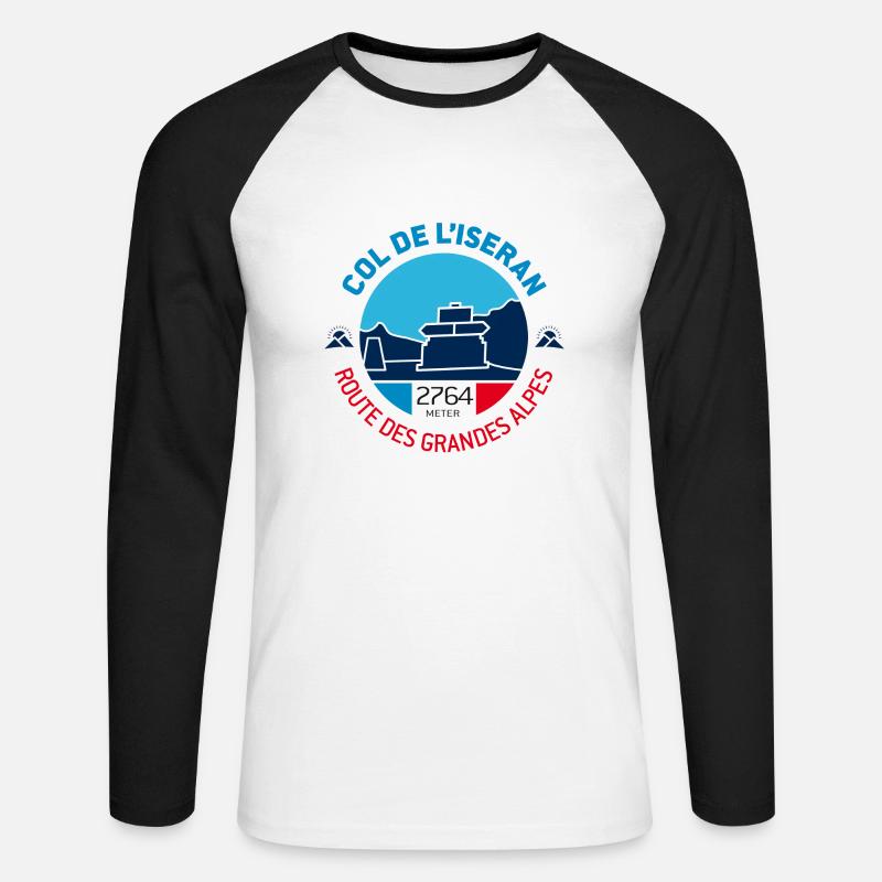 Col de l'Iseran 1 - Unisex Baseballshirt langarm - Weiß/Schwarz