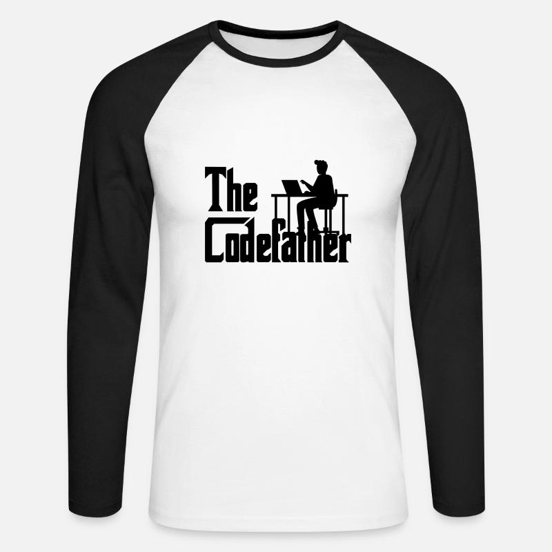 The Codefather Coding Programier Cadeau - T-shirt baseball manches longues Homme - blanc/noir