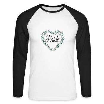 flowerheart_green_bride - Unisex Long Sleeve Baseball T-Shirt - white/black - Front - Nik (191cm)