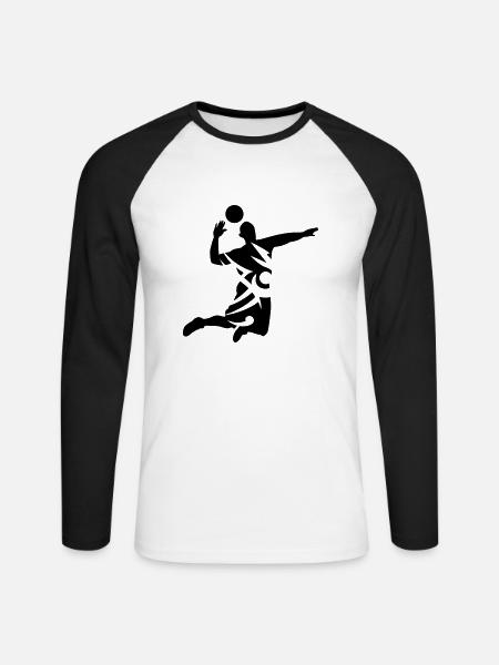 volleyball - Unisex Long Sleeve Baseball T-Shirt - white/black