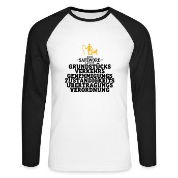Mein Safeword lautet - Unisex Baseballshirt langarm - Weiß/Schwarz - Vorne - Nik (191cm)