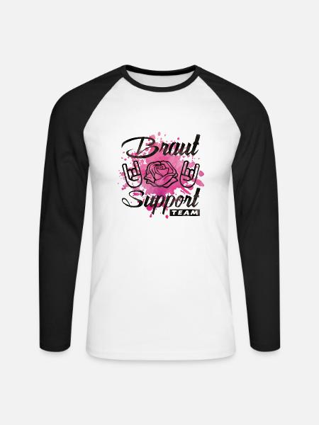 braut support rose party - Unisex Baseballshirt langarm - Weiß/Schwarz
