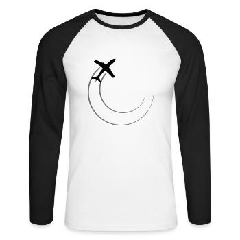 circle round lines top down plane fly pilot machin - Unisex Long Sleeve Baseball T-Shirt - white/black - Front - Nik (191cm)