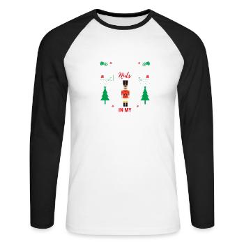 Ugly Christmas - Unisex Baseballshirt langarm - Weiß/Schwarz - Vorne - Nik (191cm)