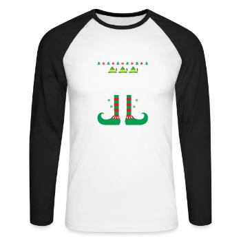 Noël laid - T-shirt baseball manches longues Homme - blanc/noir - Devant - Nik (191cm)