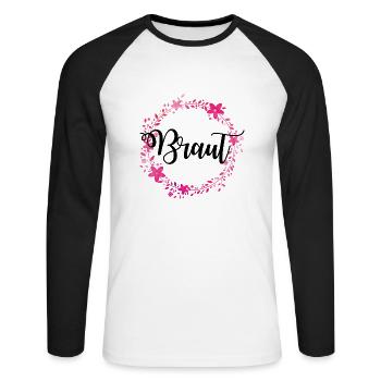 braut kranz - Unisex Baseballshirt langarm - Weiß/Schwarz - Vorne - Nik (191cm)