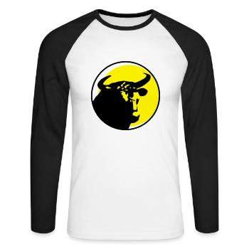 stier - Unisex Baseballshirt langarm - Weiß/Schwarz - Vorne - Nik (191cm)