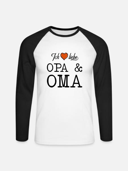 Ich liebe Opa und Oma Herz - Unisex Baseballshirt langarm - Weiß/Schwarz