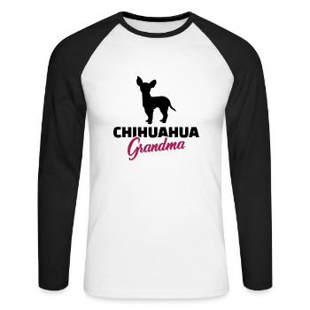 Chihuahua - Unisex Baseballshirt langarm - Weiß/Schwarz - Vorne - Nik (191cm)