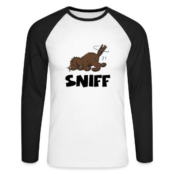 sniff1 2 - Unisex Long Sleeve Baseball T-Shirt - white/black - Front - Nik (191cm)