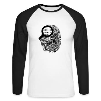 Fingerabdruck - Unisex Baseballshirt langarm - Weiß/Schwarz - Vorne - Nik (191cm)